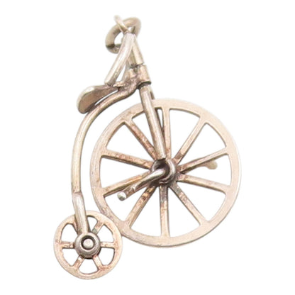 925 Sterling Silver Vintage Pendant Penny Farthing Bicycle Charm Moves  PT26166