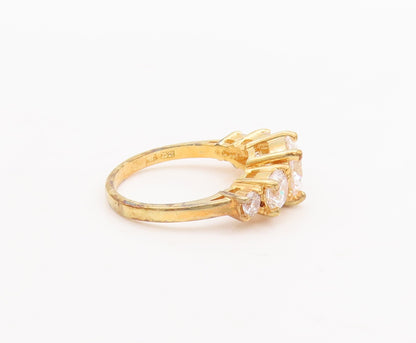 925 Sterling Silver Vintage Ring Gold Plated Multi Size Round CZ  Sz 7  RG29224
