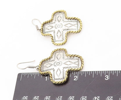 925 Sterling Silver Vintage Earrings MEXICO Etched Roped Bordered Plus  EG13367