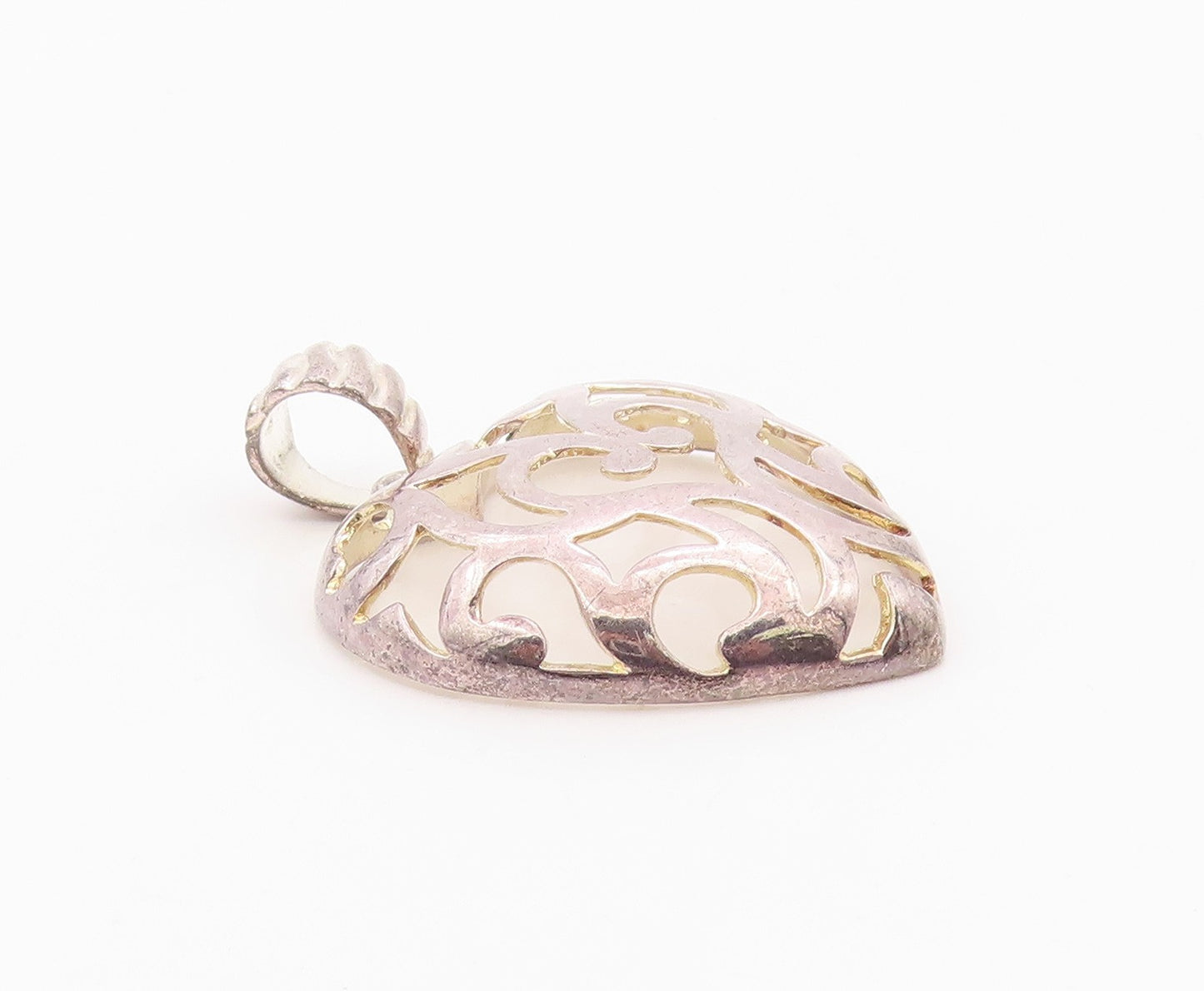 925 Sterling Silver Vintage Pendant MILOR Openwork Love Heart Charm  PT26315