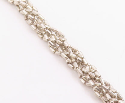 925 Sterling Silver Vintage Necklace Classic Multi Strand Woven Chain  NE4777