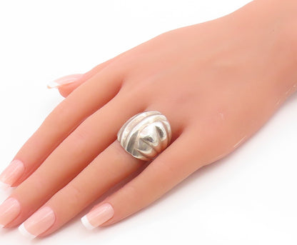 925 Sterling Silver Vintage Ring MEXICO Modernist Fluted Dome  Sz 8.5  RG35508