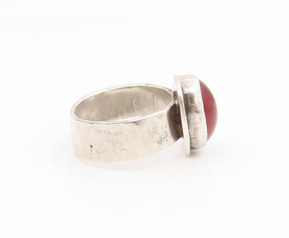 925 Sterling Silver Vintage Ring Classic Cabochon Carnelian Band  Sz 6  RG35123