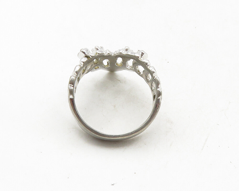 UNCAS 925 Sterling Silver  Vintage Topaz Sculpted Band Ring Sz 8  RG10003