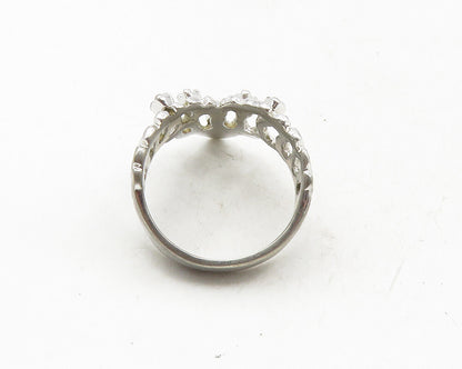 UNCAS 925 Sterling Silver  Vintage Topaz Sculpted Band Ring Sz 8  RG10003