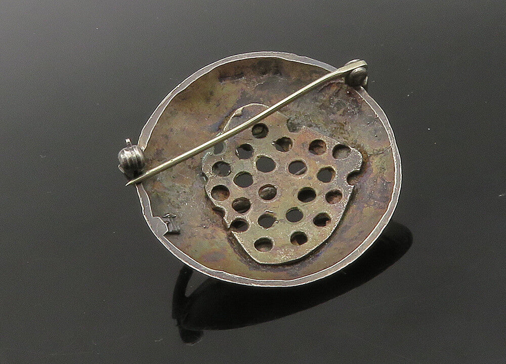 925 Sterling Silver  Vintage Modernist Dark Tone Cutout Brooch Pin  BP8519