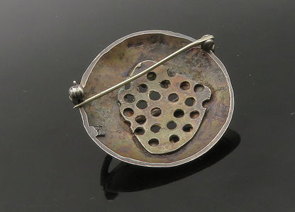 925 Sterling Silver  Vintage Modernist Dark Tone Cutout Brooch Pin  BP8519