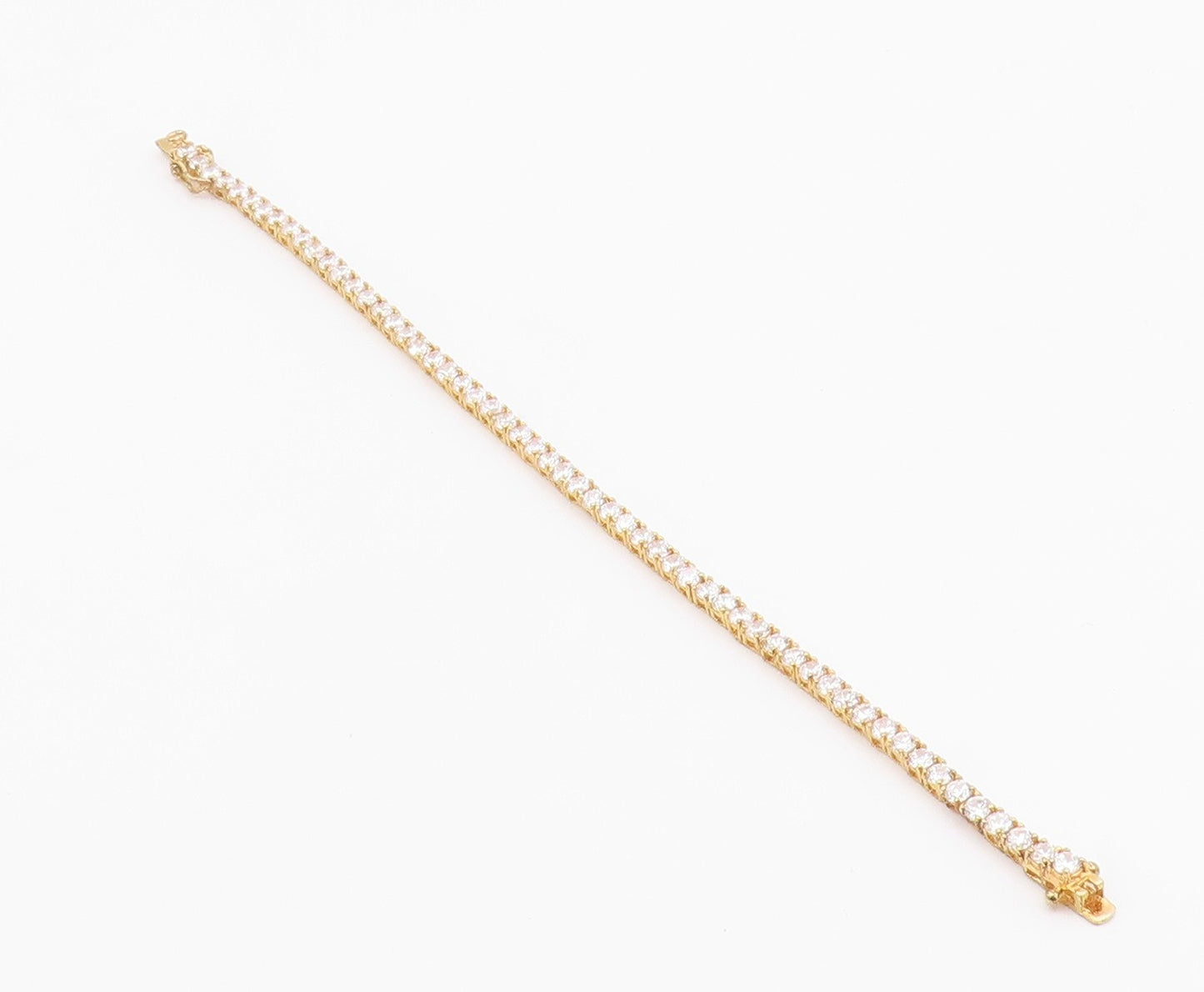 ROSS SIMON 925 Silver  Cubic Zirconia Shiny Gold Plated Tennis Bracelet BT5572