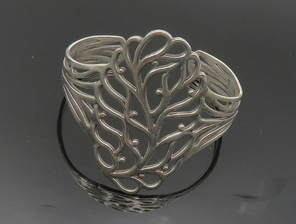 925 Sterling Silver  Vintage Tree Of Life Cutout Cuff Bracelet  BT9413
