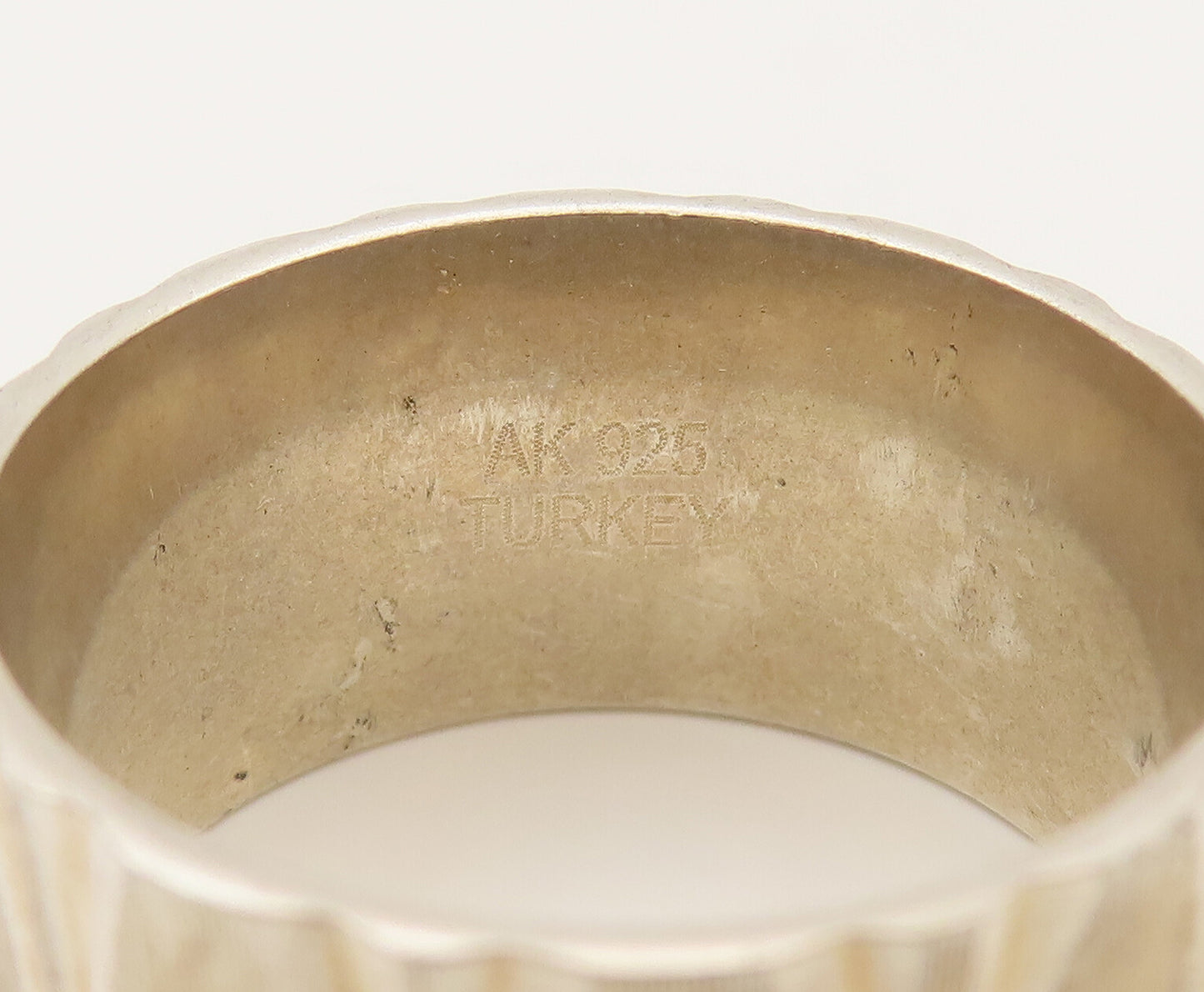 925 Silver  Vintage Linear Textured & Polished Pattern Ring Sz 9.5  RG26422