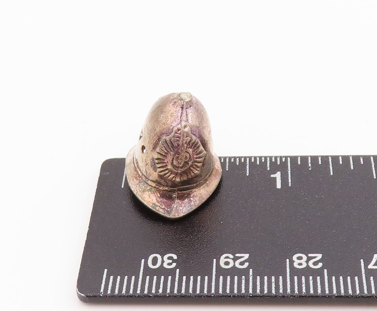 925 Sterling Silver Vintage Pendant British Metropolitan Police Helmet PT24430