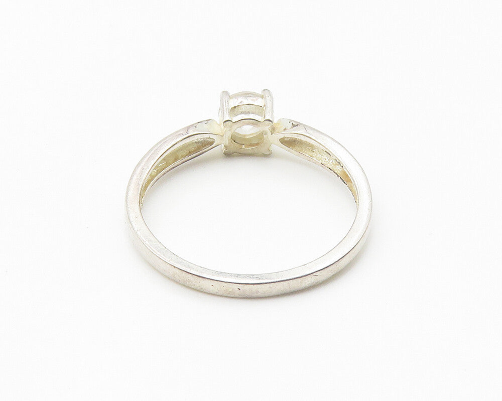 925 Sterling Silver  Prong Set Cubic Zirconia Solitaire Ring Sz 7  RG10269