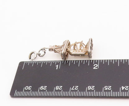 925 Sterling Silver Vintage Pendant 3D Miniature Potbelly Stove Charm  PT25244