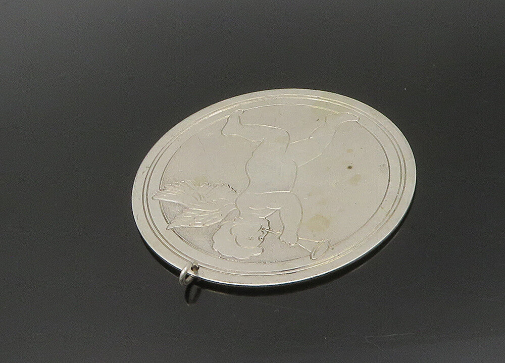 S. KIRKLAND & SON 925 Silver  Vintage Baby Angel With Horn Pendant  PT18932