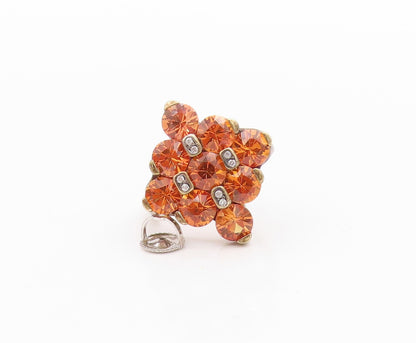 925 Sterling Silver Vintage Ring Gold Plated Round Citrine & CZ  Sz 8  RG33339