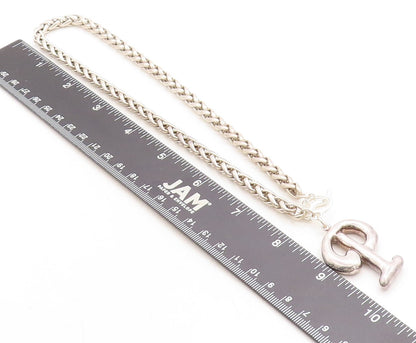 UNO DE 50 925 Silver  Vintage P Initial Pendant Wheat Chain Necklace  NE2175