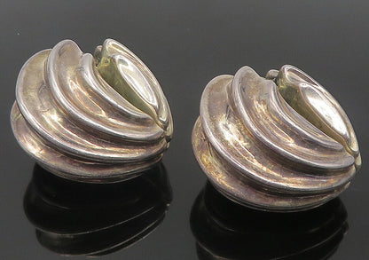 JORDAN SCHLANGER 925 Silver  Vintage Scalloped Non Pierce Earrings  EG6229