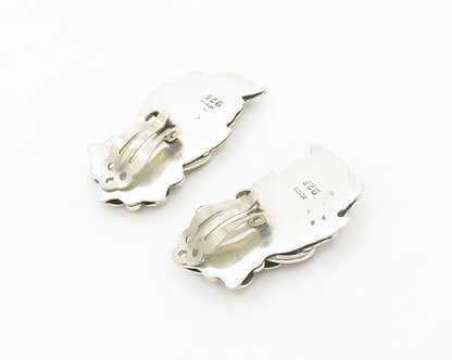 MEXICO 925 Sterling Silver  Vintage Floral Motif Non Pierce Earrings  EG9639