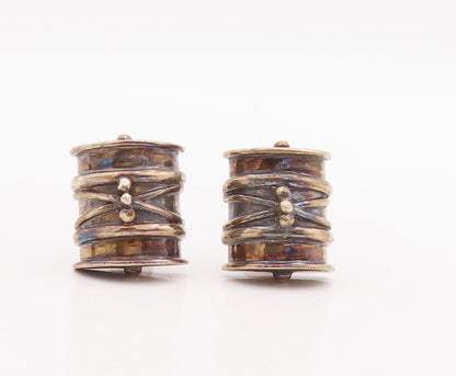 925 Sterling Silver Vintage Earrings DEBORAH ARMSTRONG Antique Carved  EG13083
