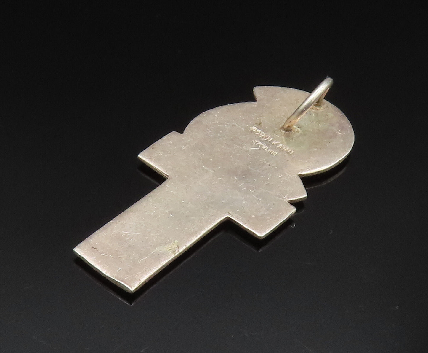 ROBIN KAHN 925 Sterling Silver   Vintage Fire & Cross Motif Pendant  PT20646