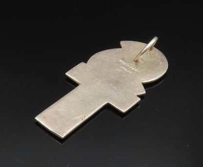 ROBIN KAHN 925 Sterling Silver   Vintage Fire & Cross Motif Pendant  PT20646