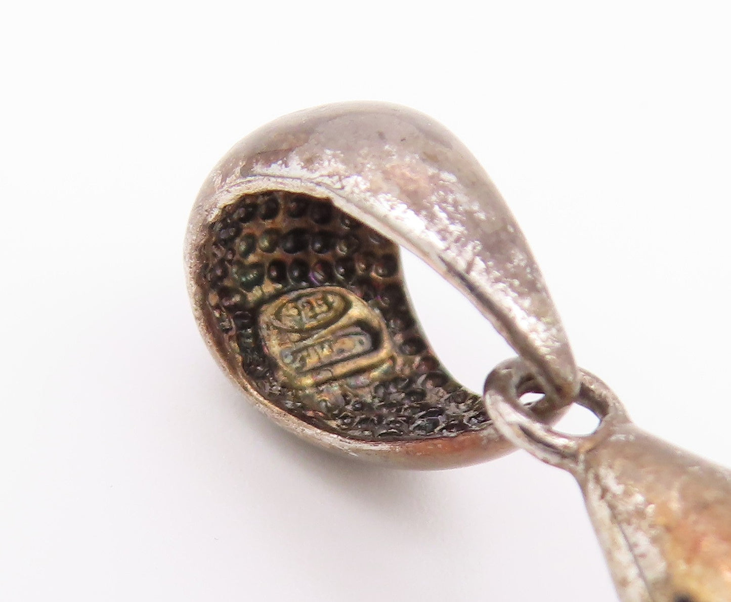 925 Sterling Silver  Vintage Faceted Black Spinel Rain Drop Pendant  PT17553