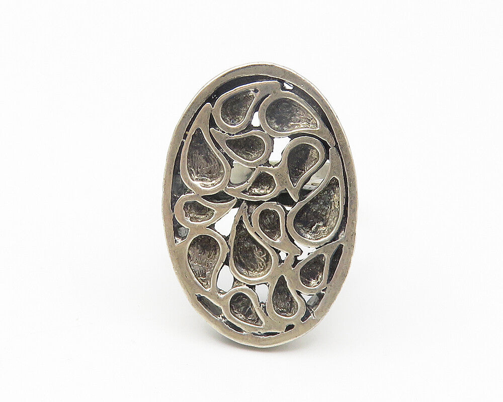 925 Sterling Silver  Vintage Tear Drop Design Cocktail Ring Sz 7.5  RG10808