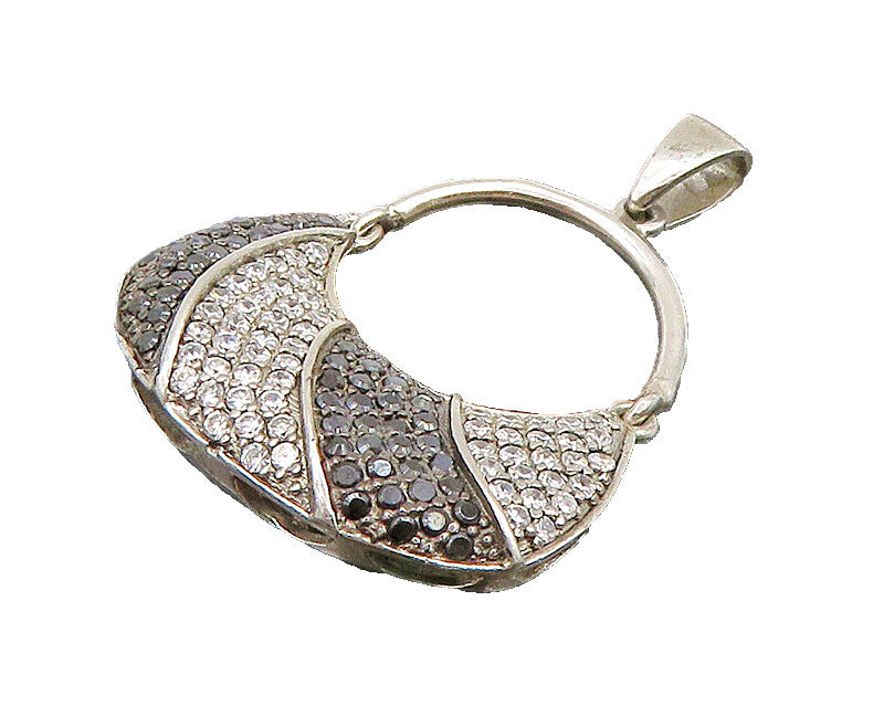 925 Sterling Silver  Vintage Cubic Zirconia & Spinel Purse Pendant  PT19395