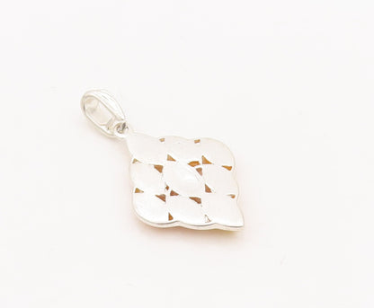 925 Sterling Silver Vintage Pendant Oval Shape Amber Inlay  PT23396