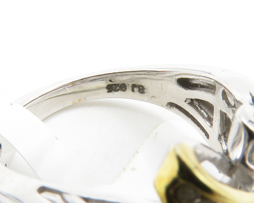 925 Sterling Silver   Genuine Diamonds Two Tone Bypass Band Ring Sz 5  RG13401