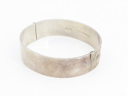 ENGLAND 925 Sterling Silver  Vintage Swirl Vine Etched Bangle Bracelet  BT3478
