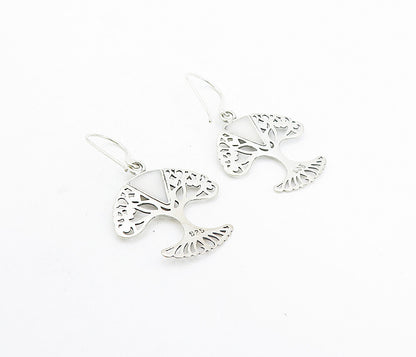 925 Sterling Silver  Inlaid Mother Of Pearl Tree Of Life Drop Earrings  EG3407