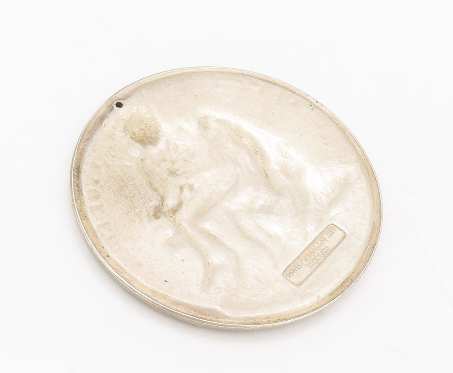 925 Sterling Silver Vintage TOWLE 1964 MICHELANGELO Carved Heavy Coin TR3679