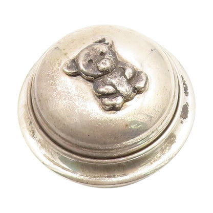 925 Sterling Silver Vintage Trinket Box VOURAKIS Carved Teddy Bear Motif  TR4220