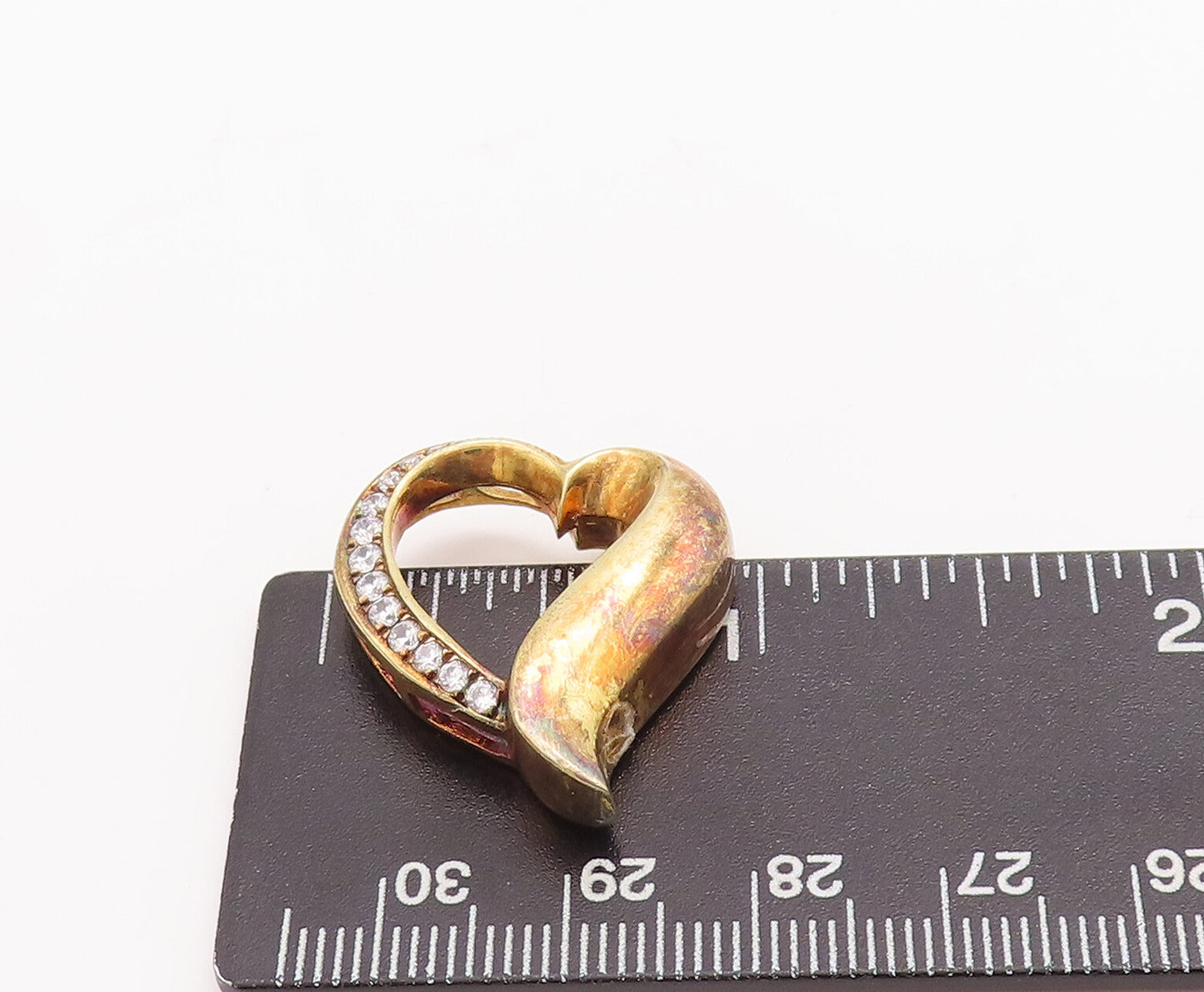 925 Sterling Silver Vintage Pendant Gold Plated Topaz Inlay Heart  PT23187