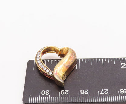 925 Sterling Silver Vintage Pendant Gold Plated Topaz Inlay Heart  PT23187