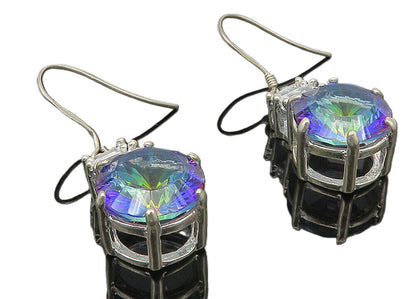 925 Sterling Silver  Prong Set Topaz & Cubic Zirconia Dangle Earrings  EG5543