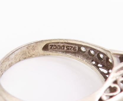 925 Sterling Silver Vintage Ring Classic CZ With Accent Stones  Sz 8  RG34472