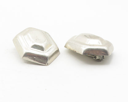 MEXICO 925 Sterling Silver  Vintage Hollow Hexagon Non Pierce Earrings  EG6172