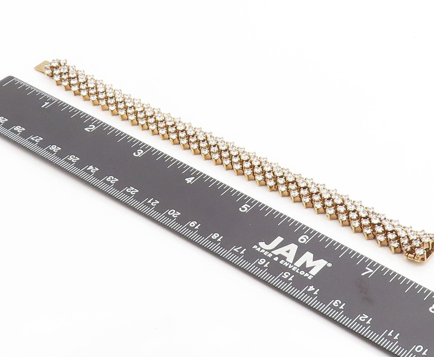 925 Sterling Silver Vintage Bracelet Gold Plated Topaz Multi Row Link  BT11926