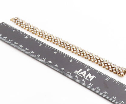 925 Sterling Silver Vintage Bracelet Gold Plated Topaz Multi Row Link  BT11926