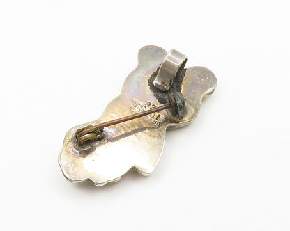 MEXICO 925 Sterling Silver  Vintage Teddy Bear Hollow Shiny Brooch Pin  BP5170