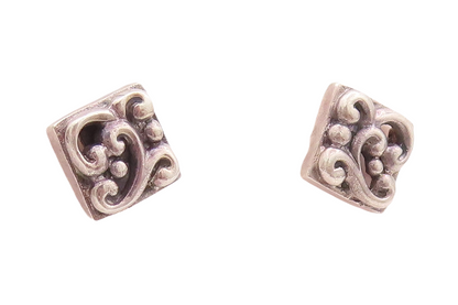 925 Sterling Silver Vintage Earrings Minimalist Swirly cutout Square  EG13133