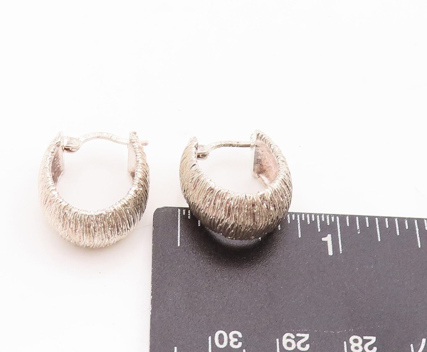 925 Sterling Silver Vintage Earrings Minimalist Rough Finish U Hoops EG13146