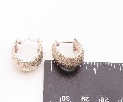 925 Sterling Silver Vintage Earrings Minimalist Rough Finish U Hoops EG13146