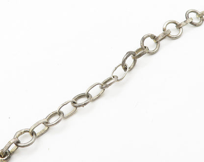 925 Sterling Silver  Vintage Faceted Ruby Shiny Cable Chain Necklace  NE2967