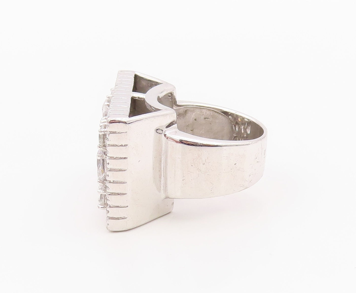 925 Sterling Silver Vintage Ring POMPOOS Multi Shape CZ Band  Sz 8  RG36358