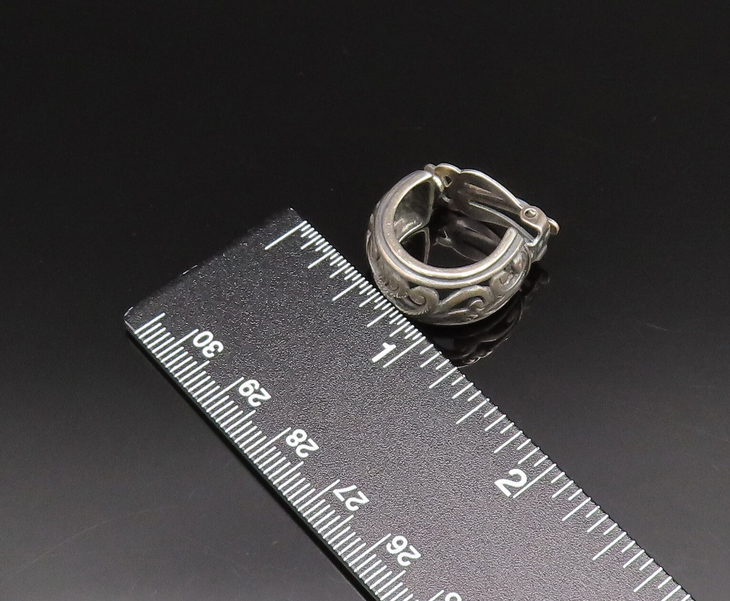 SILPADA 925 Silver  Vintage Oxidized Openwork Scroll Hoop Earrings  EG12084