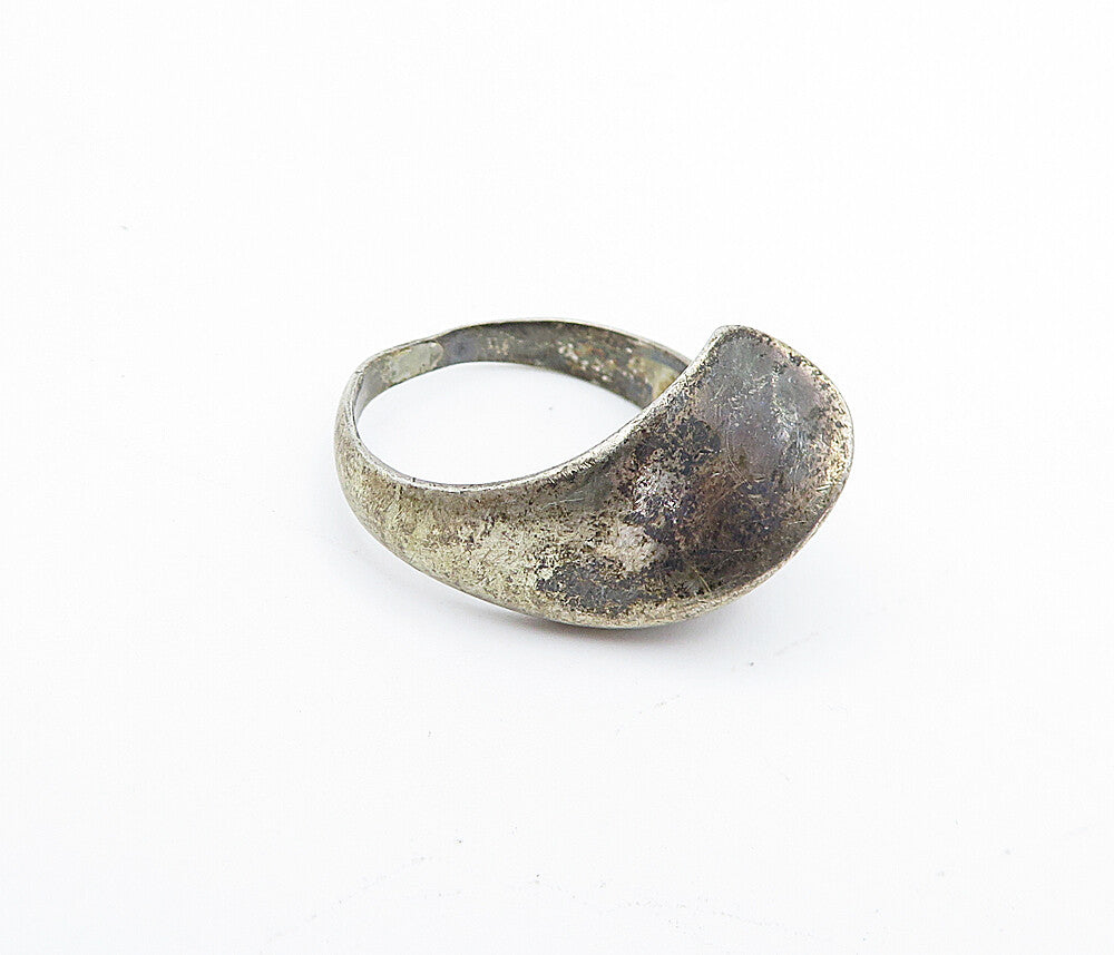 925 Sterling Silver Vintage Dark Tone Modernist Swirl Band Ring Sz 6 RG4126