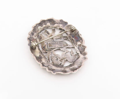 925 Sterling Silver Vintage Brooch Pin Saint George Slaying The Dragon  BP12389